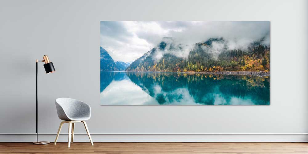 Büyük Ebat Sisli Dağ Gölü Manzara Duvar Dekoru 14027