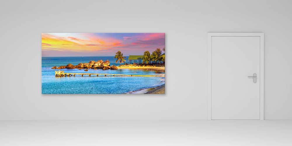 Büyük Ebat Tropikal İskeli Gün Batımı Sahil Duvar Dekoru 14037