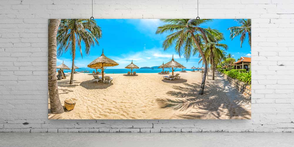 Tropik Sahil ve Palmiye Manzarası Büyük Ebat Duvar Dekoru 14079
