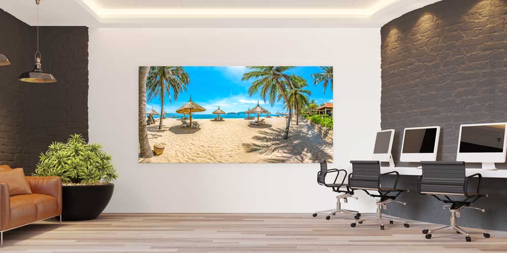 Tropik Sahil ve Palmiye Manzarası Büyük Ebat Duvar Dekoru 14079
