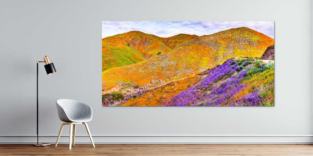 Renkli Tepeler ve Çiçekli Yamaçlar Büyük Ebat Duvar Dekoru 14114