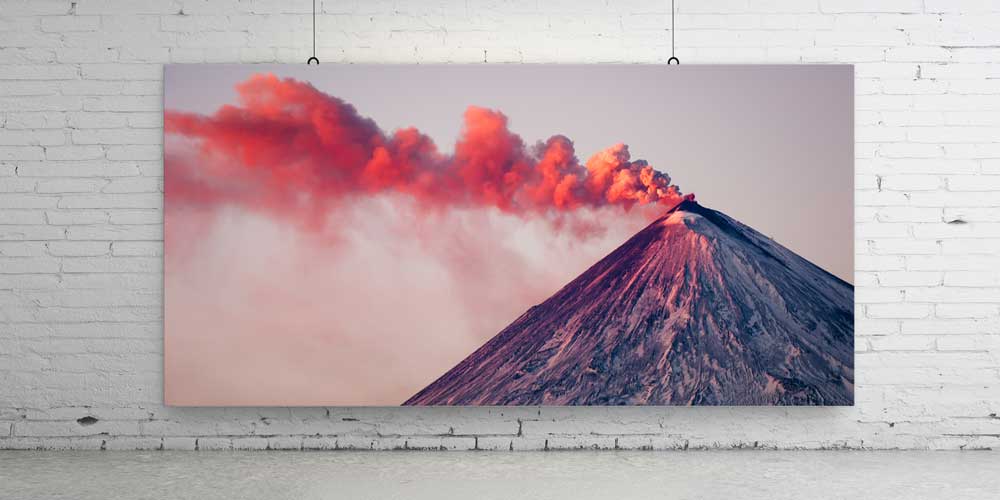 Yanardağ Patlaması Kızıl Duman Panoramik Büyük Ebat Duvar Dekoru 14202