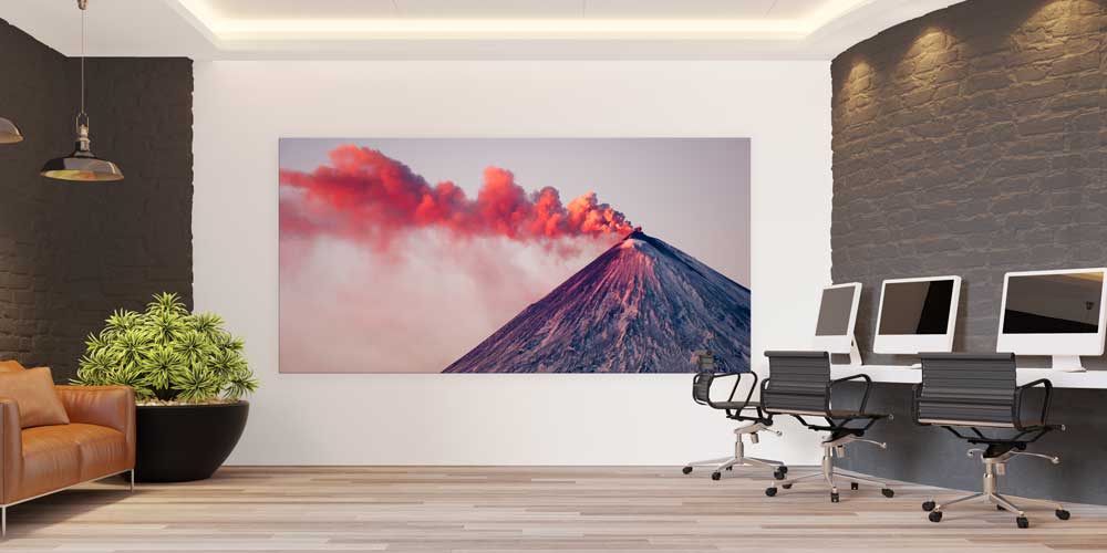 Yanardağ Patlaması Kızıl Duman Panoramik Büyük Ebat Duvar Dekoru 14202