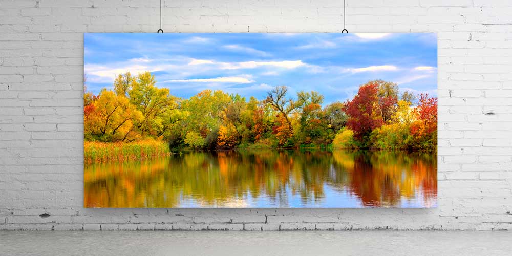 Sonbahar Göl Yansımaları Panoramik Büyük Ebat Duvar Dekoru 14206