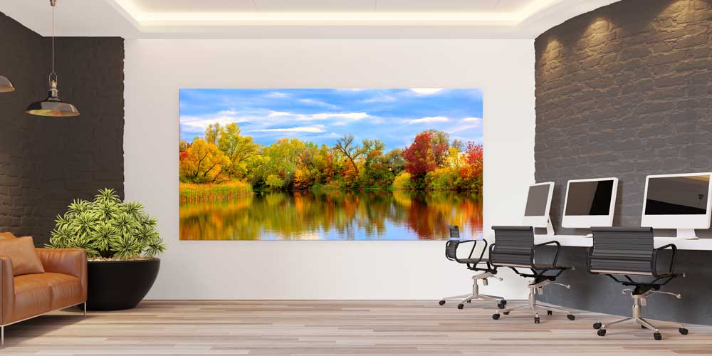 Sonbahar Göl Yansımaları Panoramik Büyük Ebat Duvar Dekoru 14206