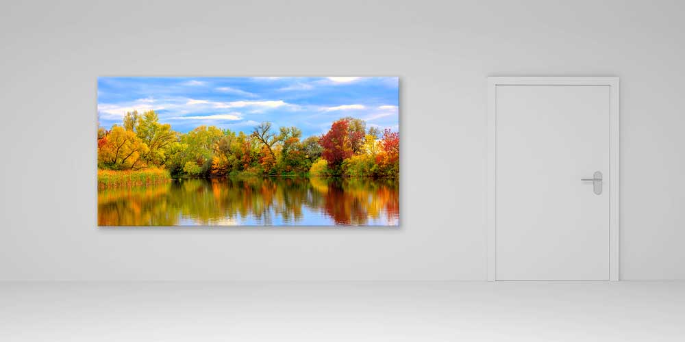Sonbahar Göl Yansımaları Panoramik Büyük Ebat Duvar Dekoru 14206
