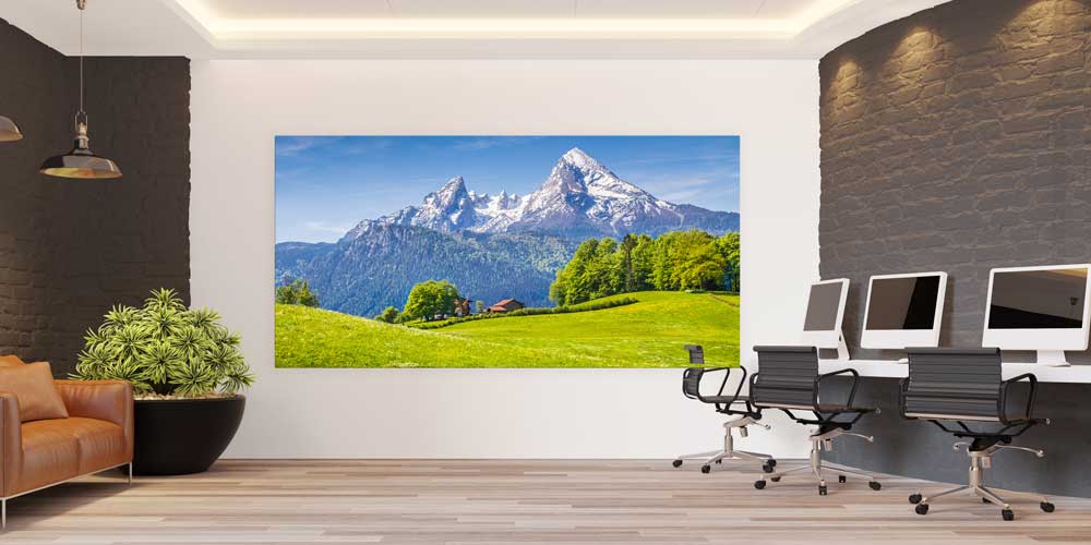 Alp Dağları Yeşil Vadi Panoramik Büyük Ebat Duvar Dekoru 14208