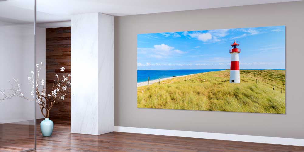 Kırmızı Beyaz Deniz Feneri Sahil Manzarası Panoramik Büyük Ebat Duvar Dekoru 14218