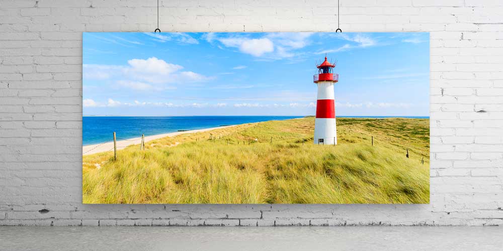 Kırmızı Beyaz Deniz Feneri Sahil Manzarası Panoramik Büyük Ebat Duvar Dekoru 14218