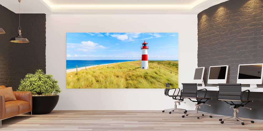 Kırmızı Beyaz Deniz Feneri Sahil Manzarası Panoramik Büyük Ebat Duvar Dekoru 14218