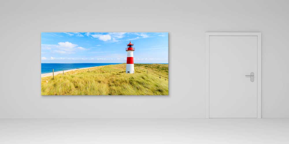 Kırmızı Beyaz Deniz Feneri Sahil Manzarası Panoramik Büyük Ebat Duvar Dekoru 14218