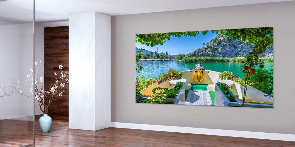 Doğal Göl ve Tekne Manzaralı Büyük Ebat Duvar Dekor Ürünü 11899