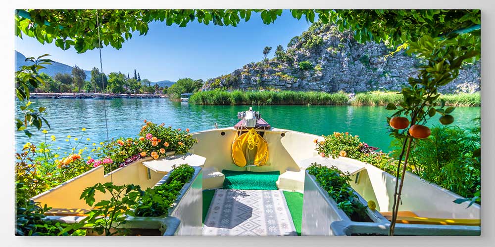 Doğal Göl ve Tekne Manzaralı Büyük Ebat Duvar Dekor Ürünü 11899