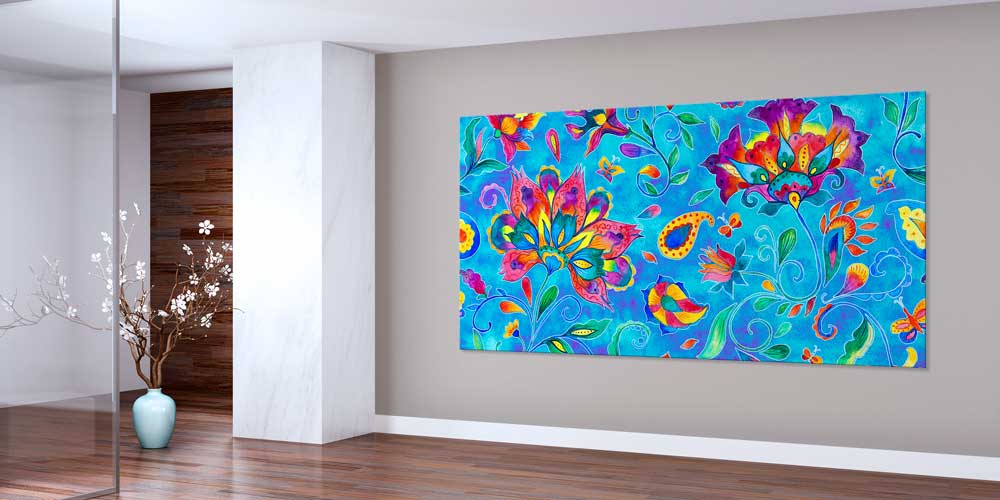 big-size-wall-decor-11963-01 Renkli Anadolu Motifli Soyut Çiçek Desenli Büyük Ebatlı Duvar Dekoru 11963