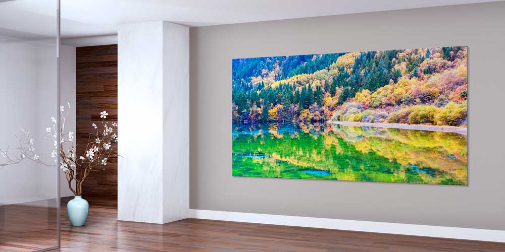 Büyük Ebat Sonbahar Renkleri Göl ve Orman Duvar Dekoru 14029