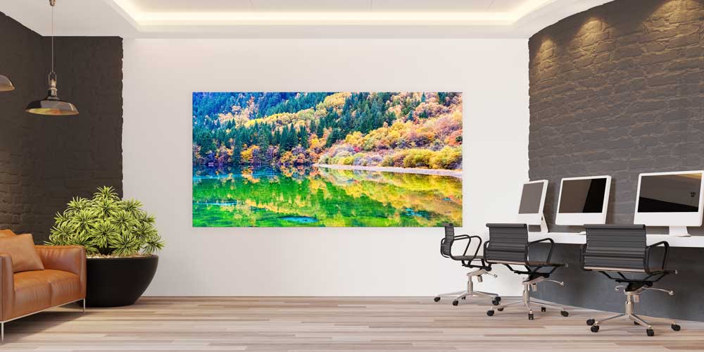 Büyük Ebat Sonbahar Renkleri Göl ve Orman Duvar Dekoru 14029