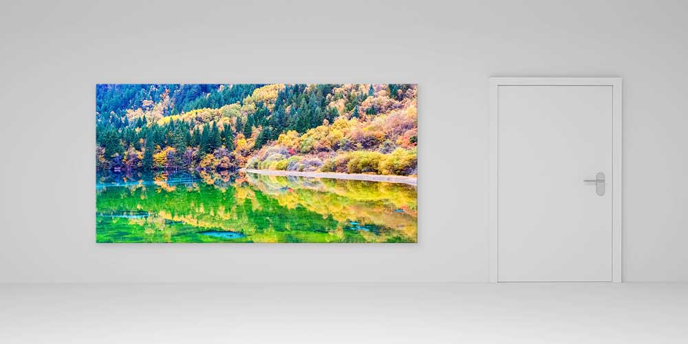 Büyük Ebat Sonbahar Renkleri Göl ve Orman Duvar Dekoru 14029