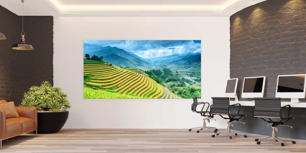 Teras Pirinç Tarlası ve Dağ Manzarası Büyük Duvar Dekoru 14068