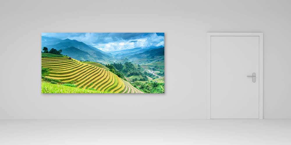 Teras Pirinç Tarlası ve Dağ Manzarası Büyük Duvar Dekoru 14068