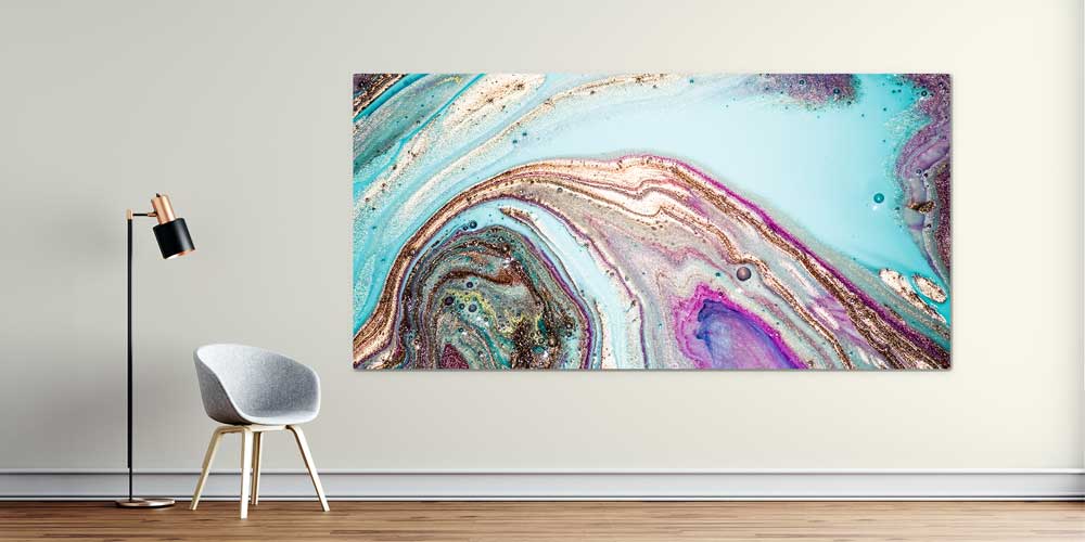 Turkuaz Altın Dokulu Soyut Sanat Büyük Ebatlı Duvar Dekoru 11966