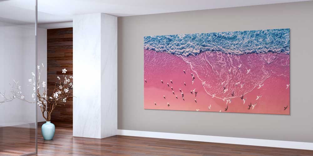 Hava Çekimi Pembe Sahil Büyük Ebat Duvar Dekoru 14018