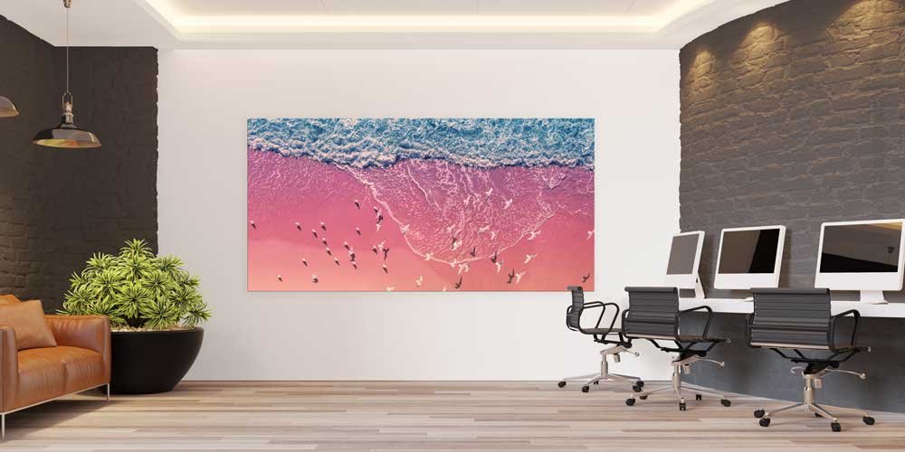 Hava Çekimi Pembe Sahil Büyük Ebat Duvar Dekoru 14018