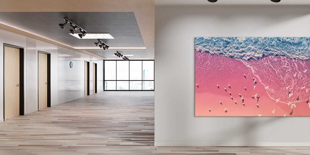 Hava Çekimi Pembe Sahil Büyük Ebat Duvar Dekoru 14018