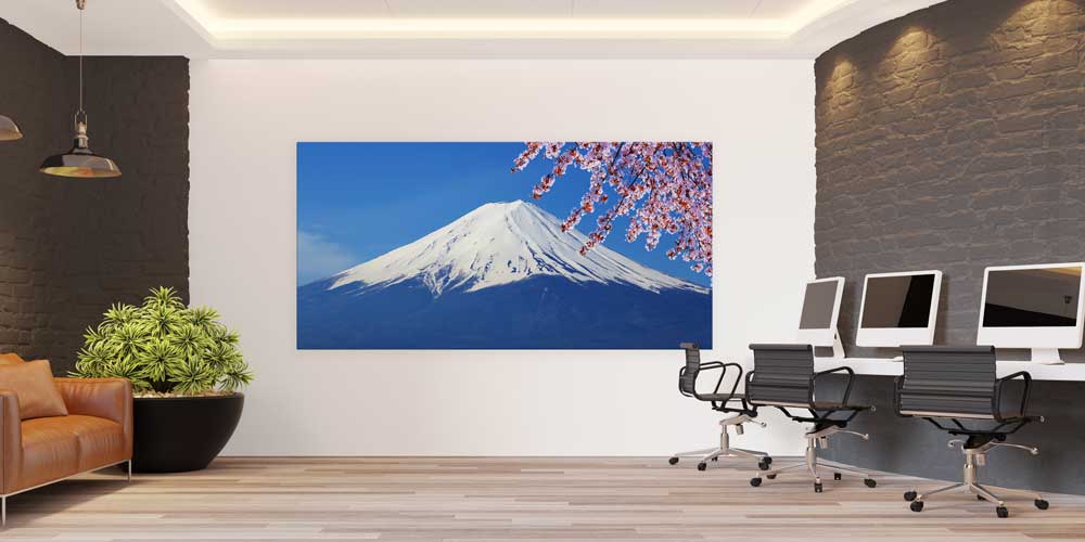 big-size-wall-design-14030-02 Büyük Ebat Fuji Dağı ve Sakura Çiçekleri Duvar Dekoru 14030