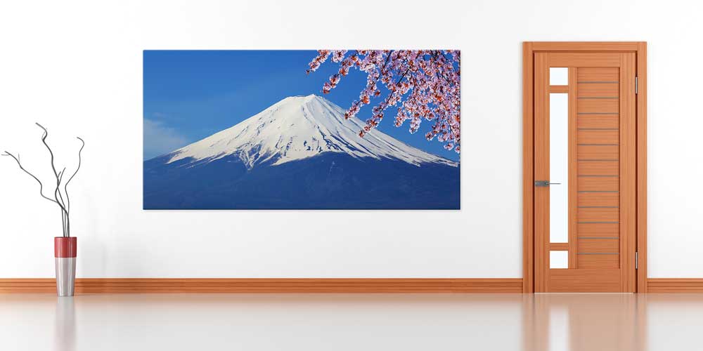 big-size-wall-design-14030-03 Büyük Ebat Fuji Dağı ve Sakura Çiçekleri Duvar Dekoru 14030