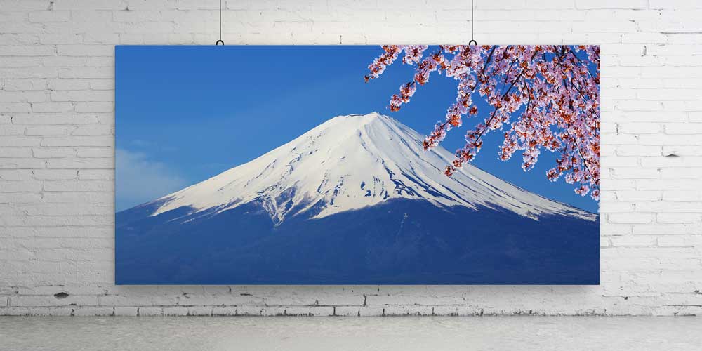 big-size-wall-design-14030-04 Büyük Ebat Fuji Dağı ve Sakura Çiçekleri Duvar Dekoru 14030