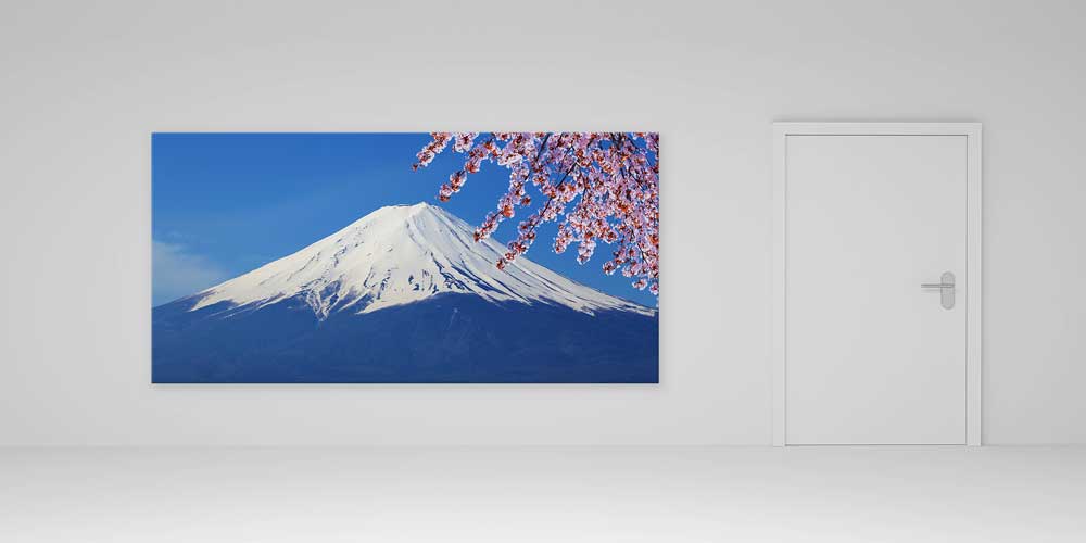 big-size-wall-design-14030-06 Büyük Ebat Fuji Dağı ve Sakura Çiçekleri Duvar Dekoru 14030
