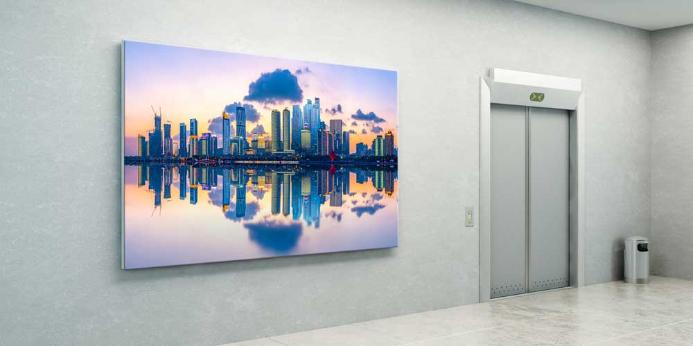 Şehir Silüeti ve Gün Batımı Yansıması Büyük Ebat Duvar Dekoru 14082