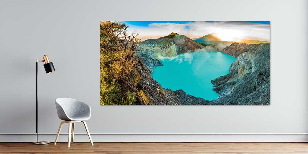 Volkanik Krater Gölü ve Gün Doğumu Büyük Ebat Duvar Dekoru 14084