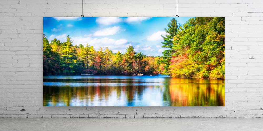 Sonbahar Renklerinde Yansımalı Göl Manzarası Büyük Ebat Duvar Dekor Ürünü 14160