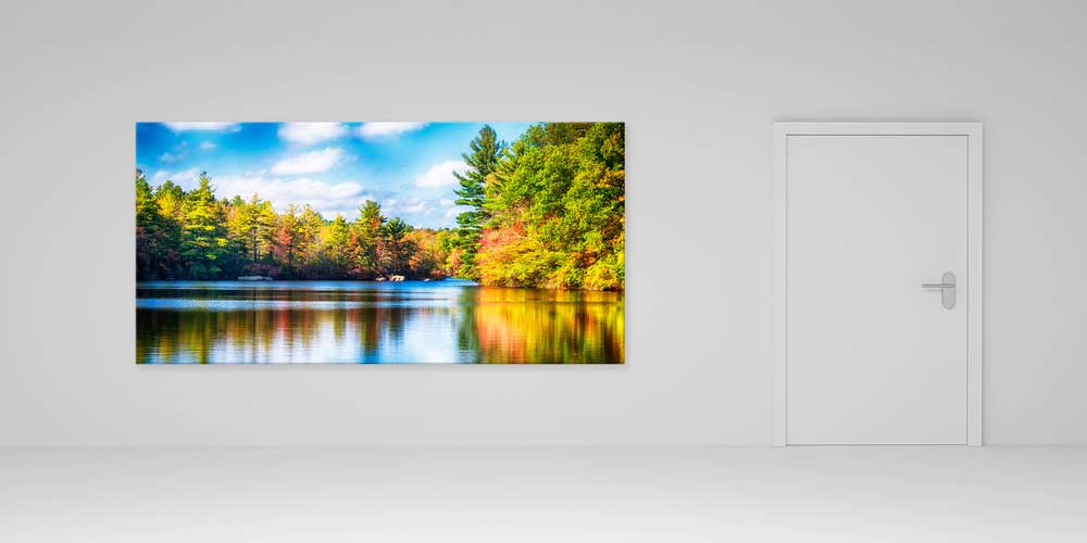 Sonbahar Renklerinde Yansımalı Göl Manzarası Büyük Ebat Duvar Dekor Ürünü 14160