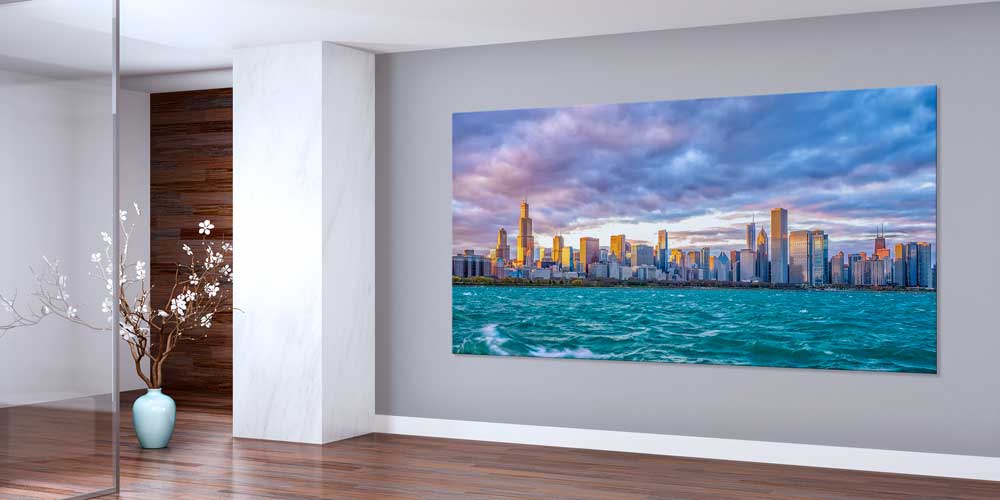 Chicago Şehir Silüeti ve Göl Manzarası Büyük Ebat Duvar Dekor Ürünü 14163