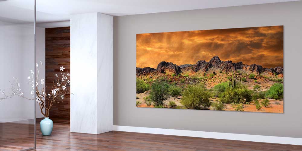 Altın Gökyüzü Çöl ve Dağ Manzarası Büyük Ebat Duvar Dekor Ürünü 14176