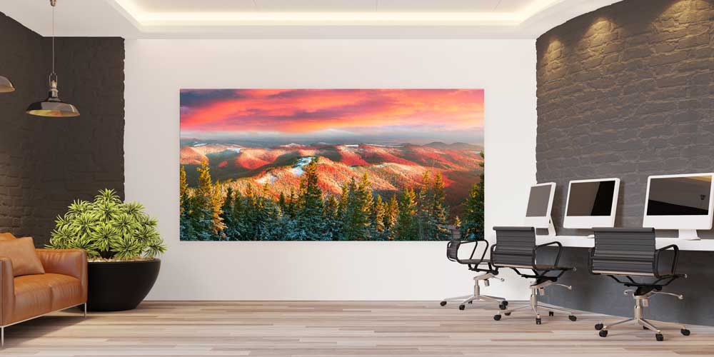 Gün Batımında Renkli Dağ Sıraları Manzarası Büyük Ebat Duvar Dekor Ürünü 14179