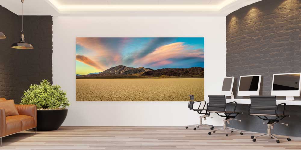 Pastel Gökyüzü Çöl Ovası ve Dağ Manzarası Büyük Ebat Duvar Dekor Ürünü 14181