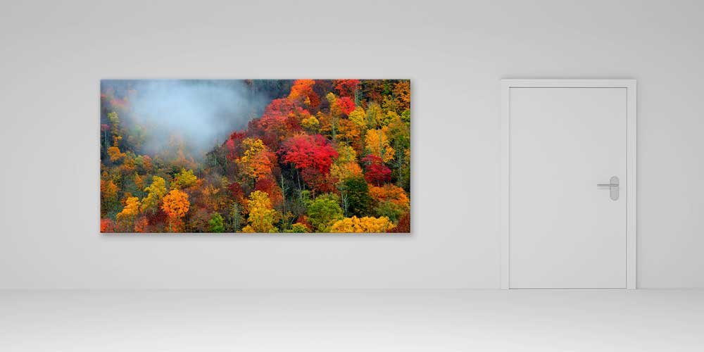 Sisli Sonbahar Ormanı Manzarası Büyük Ebat Duvar Dekor Ürünü 14188