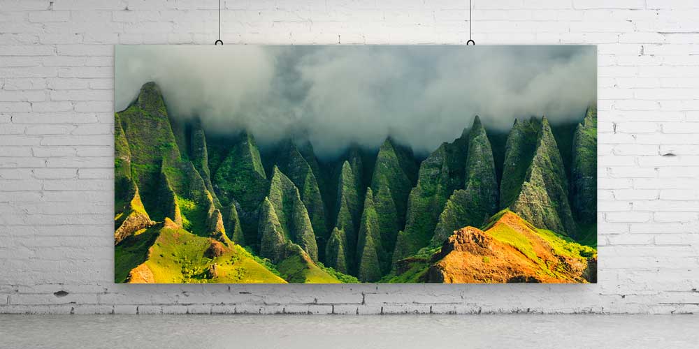 Sisli Tropikal Dağ Sırtları Manzarası Büyük Ebat Duvar Dekor Ürünü 14192