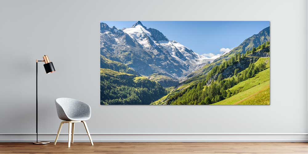 Buzul Zirveler Yeşil Vadi Panoramik Büyük Ebat Duvar Dekoru 14219