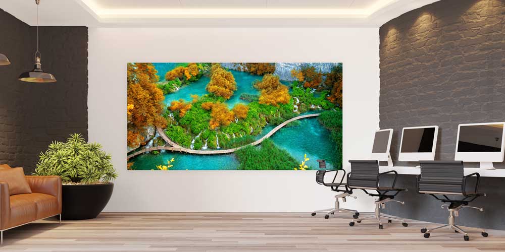 Zümrüt Göl ve Ahşap Yürüyüş Yolu Büyük Ebat Duvar Dekoru 14262