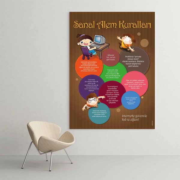 Sanal Âlem Kuralları Eğitim Posteri - Çocuklar İçin İnternet Güvenliği – B-401