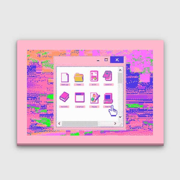 Retro Bilgisayar Arayüzü Temalı Dijital Ofis Kanvas Tablo – 5368