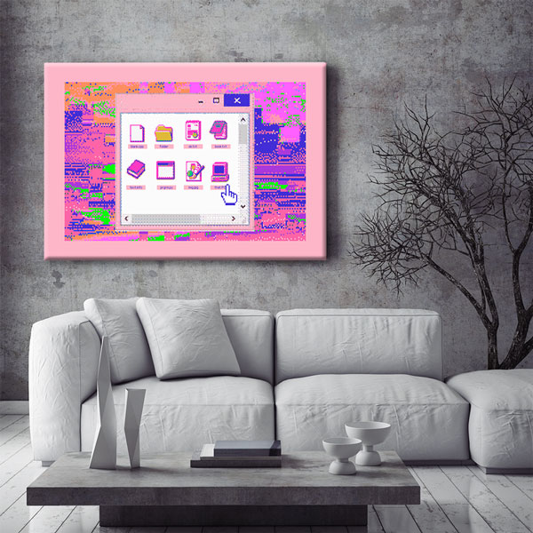 Retro Bilgisayar Arayüzü Temalı Dijital Ofis Kanvas Tablo – 5368