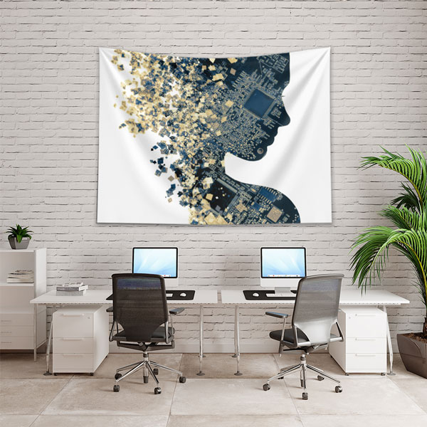 bilgisayar-ofis-dekor-5416-01 Yapay Zekâ Devre Tasarımlı Dijital Sanat Duvar Örtüsü 5416