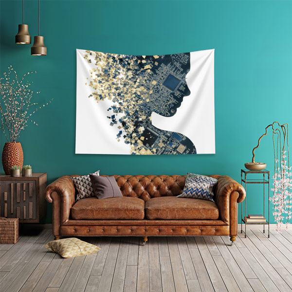 bilgisayar-ofis-dekor-5416-04 Yapay Zekâ Devre Tasarımlı Dijital Sanat Duvar Örtüsü 5416