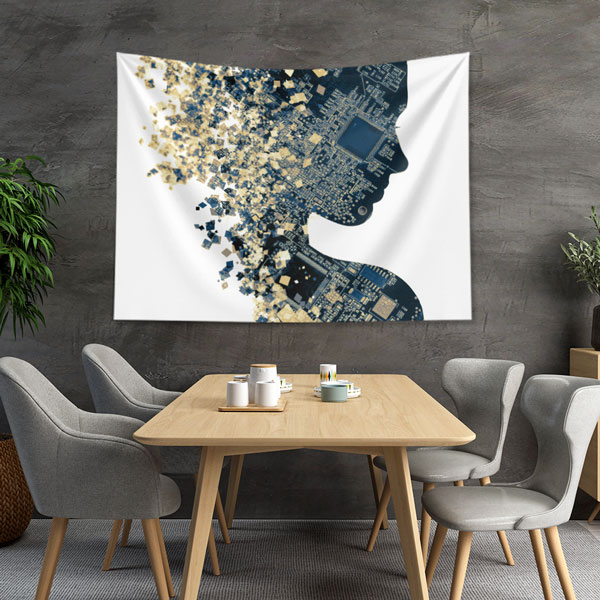 bilgisayar-ofis-dekor-5416-05 Yapay Zekâ Devre Tasarımlı Dijital Sanat Duvar Örtüsü 5416