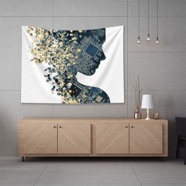 bilgisayar-ofis-dekor-5416-06 Yapay Zekâ Devre Tasarımlı Dijital Sanat Duvar Örtüsü 5416